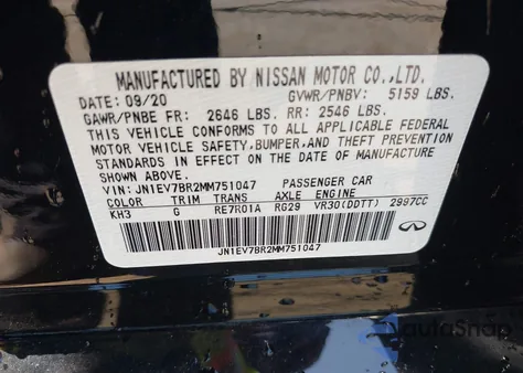 2021 Infiniti Q50 Luxe Awd из США, поврежденный, VIN JN1EV7BR2MM751047